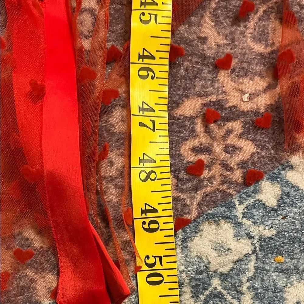 Torrid Heart Design Red Sheer Mesh Long Sleeve Button Kimono Romantic Modern NWT - Picture 14 of 16